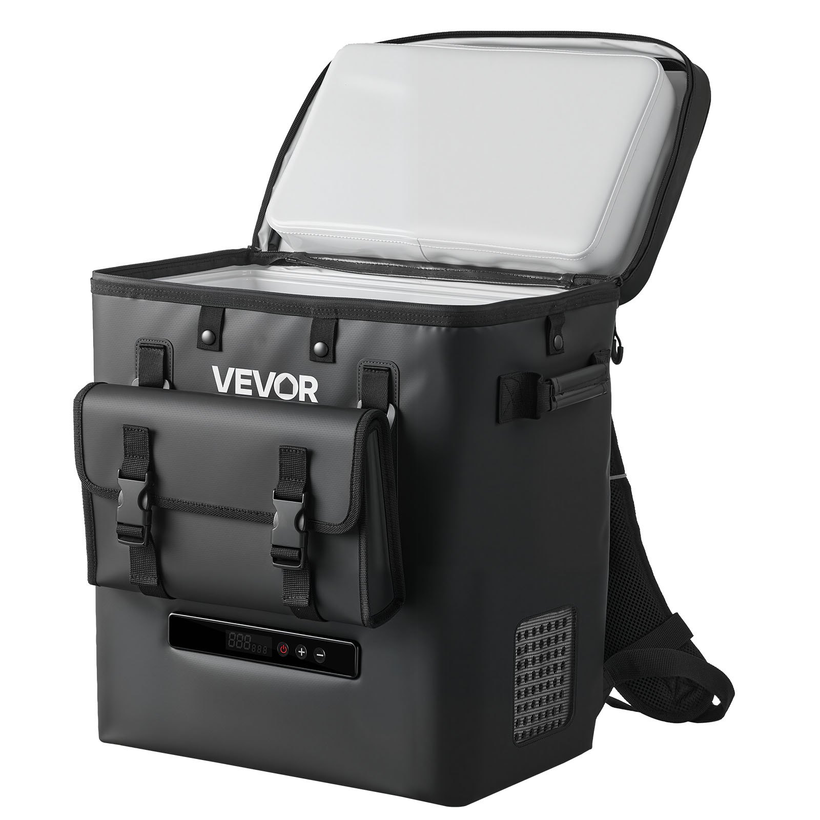 VEVOR Nevera Portátil para Coche 13 L, Zona Única, Refrigerador para Coche con Compresor 12/24 V CC, Temperatura Ajustable de -6 °C a 10 °C, para Camiones, Furgonetas, Autocaravanas, Camping, Viajes