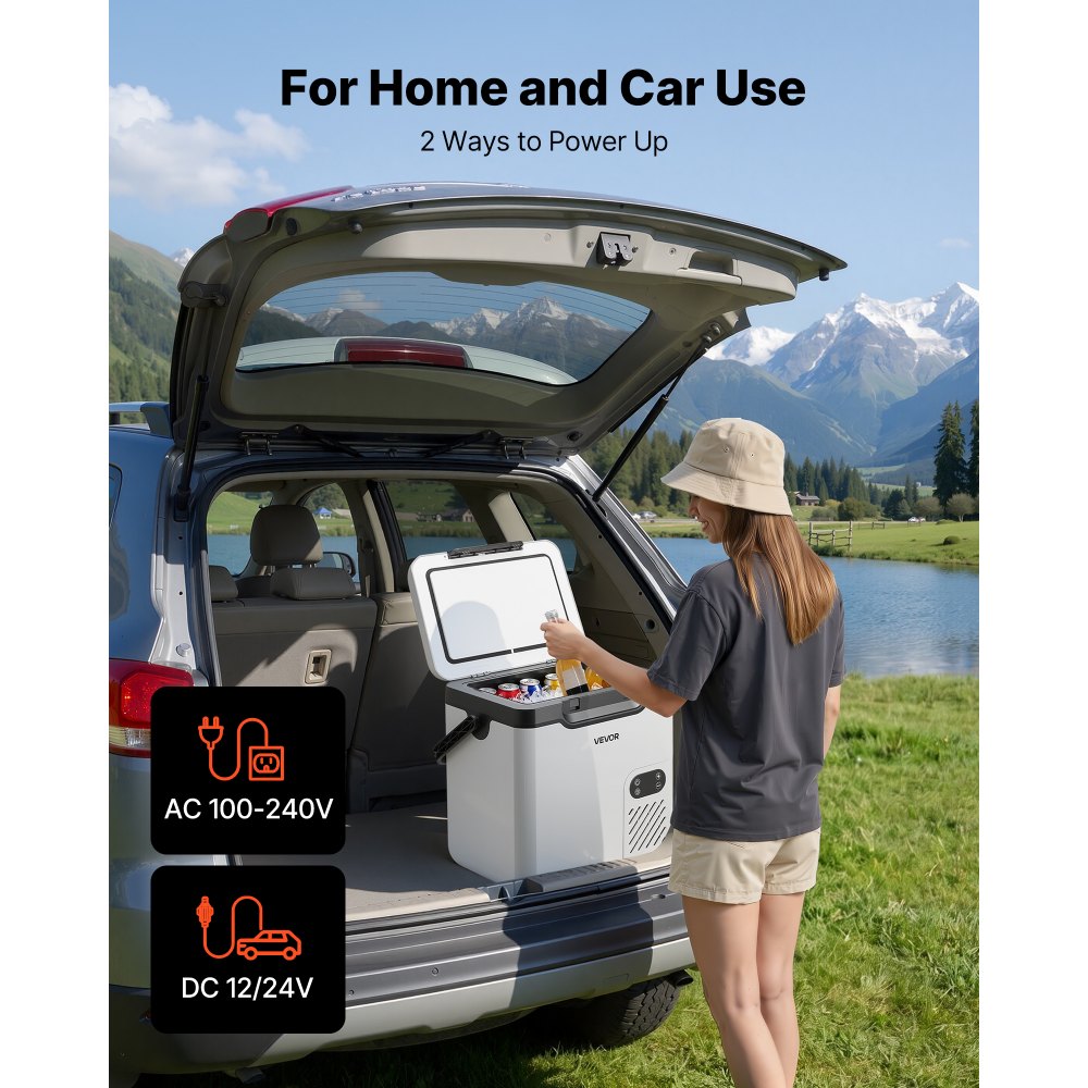 VEVOR Nevera Portátil para Coche 18 L, Zona Única, Refrigerador para Coche con Compresor 12/24 V CC 100-240 V CA, Temperatura Ajustable de -20 °C a 20 °C, para Camiones, Autocaravanas, Camping