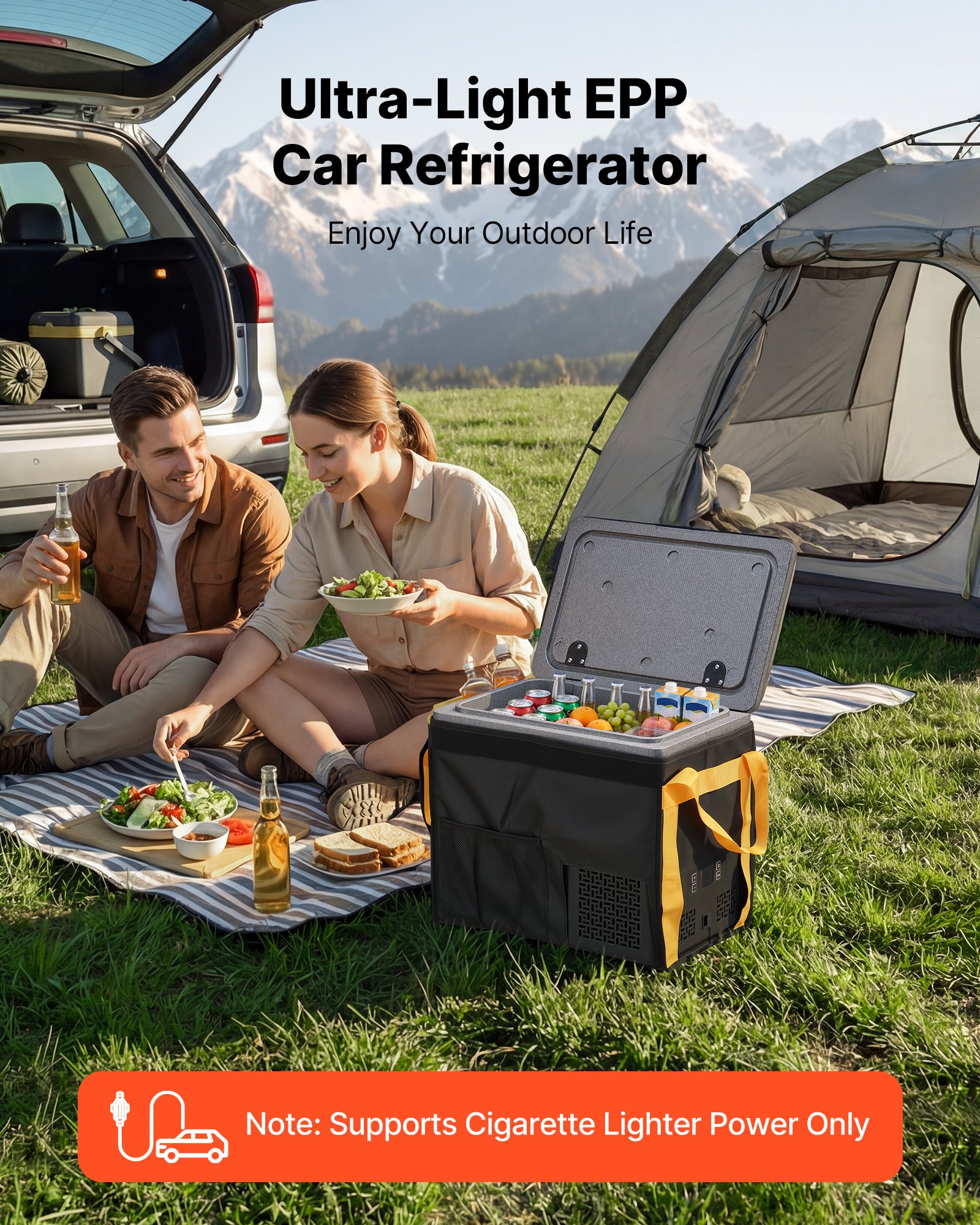 VEVOR Nevera Portátil para Coche 20 L, Zona Única, Refrigerador para Coche con Compresor 12/24 V CC, Temperatura Ajustable de -10 °C a 10 °C, para Autocaravanas, Furgonetas, Barcos, Camping, Viajes