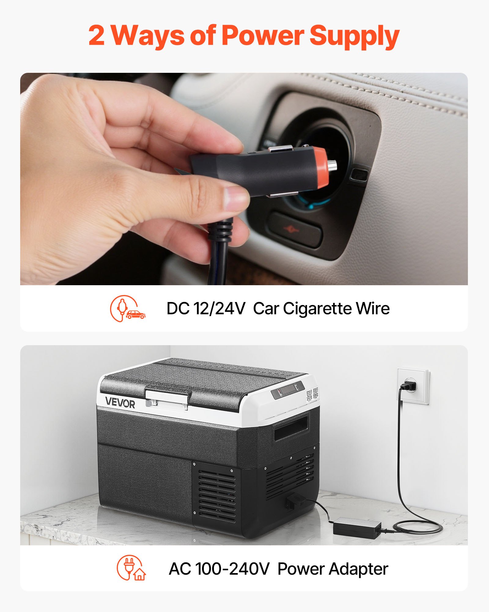 VEVOR Nevera Portátil para Coche 25 L, Zona Única, Refrigerador para Coche con Compresor 12/24 V CC y 100-240 V CA, Temperatura Ajustable de -20 °C a 20 °C, para Autocaravanas, Camping, Viajes