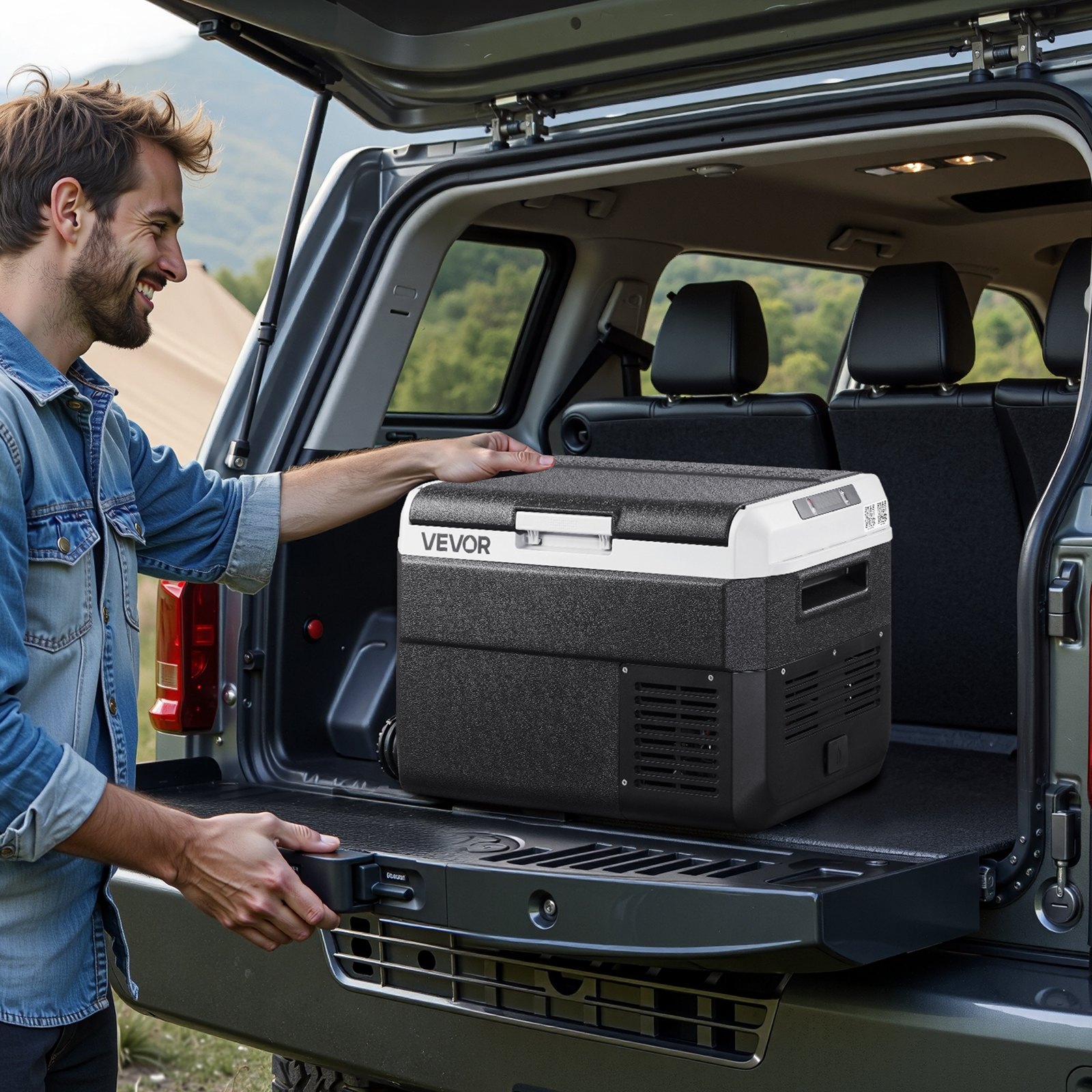 VEVOR Nevera Portátil para Coche 25 L, Zona Única, Refrigerador para Coche con Compresor 12/24 V CC y 100-240 V CA, Temperatura Ajustable de -20 °C a 20 °C, para Autocaravanas, Camping, Viajes