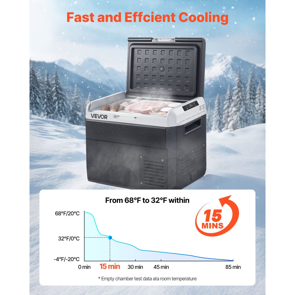 VEVOR Nevera Portátil para Coche 30 L, Zona Única, Refrigerador para Coche con Compresor 12/24 V CC y 100-240 V CA, Temperatura Ajustable de -20 °C a 20 °C, para Autocaravanas, Camping, Viajes