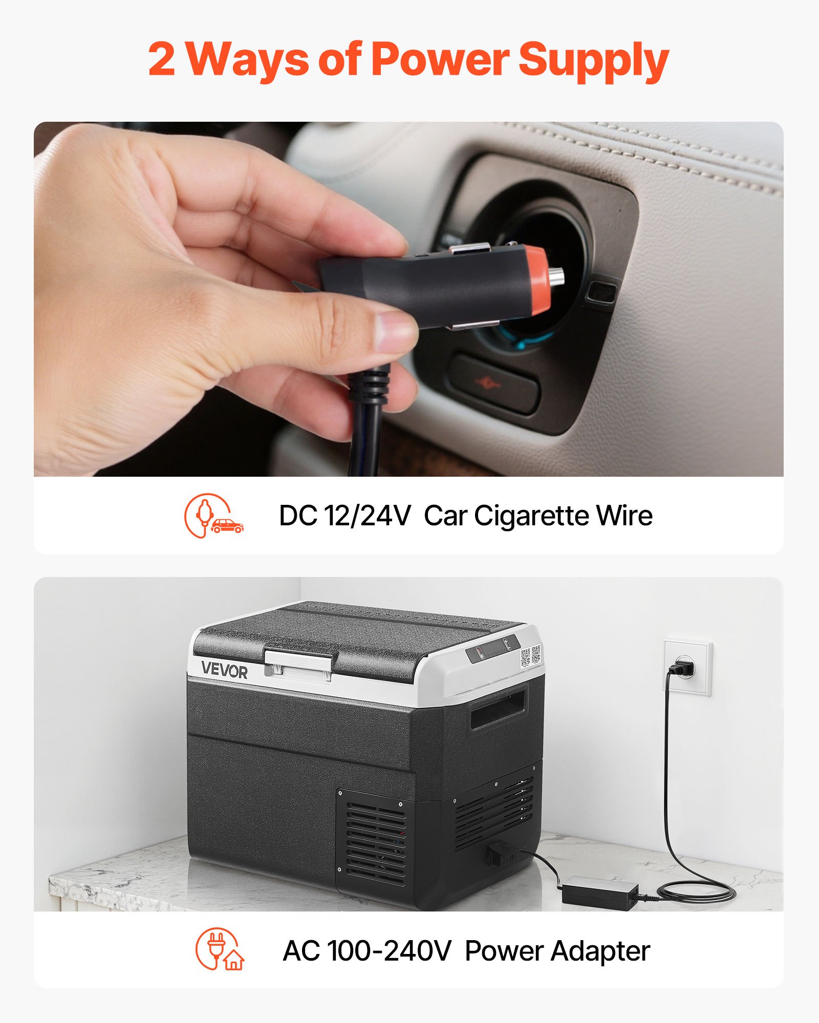 VEVOR Nevera Portátil para Coche 30 L, Zona Única, Refrigerador para Coche con Compresor 12/24 V CC y 100-240 V CA, Temperatura Ajustable de -20 °C a 20 °C, para Autocaravanas, Camping, Viajes
