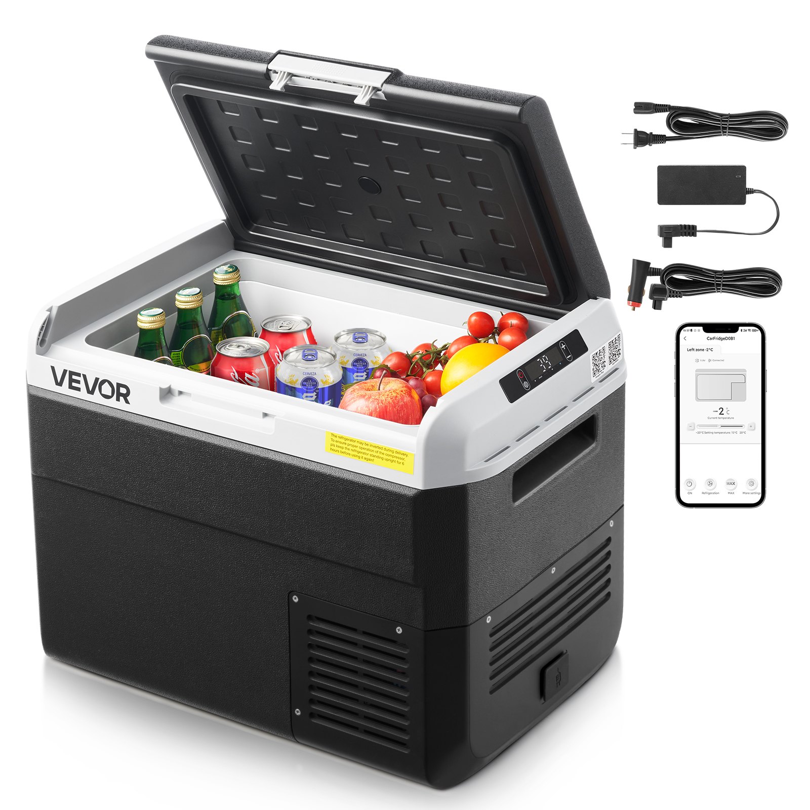 VEVOR Nevera Portátil para Coche 30 L, Zona Única, Refrigerador para Coche con Compresor 12/24 V CC y 100-240 V CA, Temperatura Ajustable de -20 °C a 20 °C, para Autocaravanas, Camping, Viajes