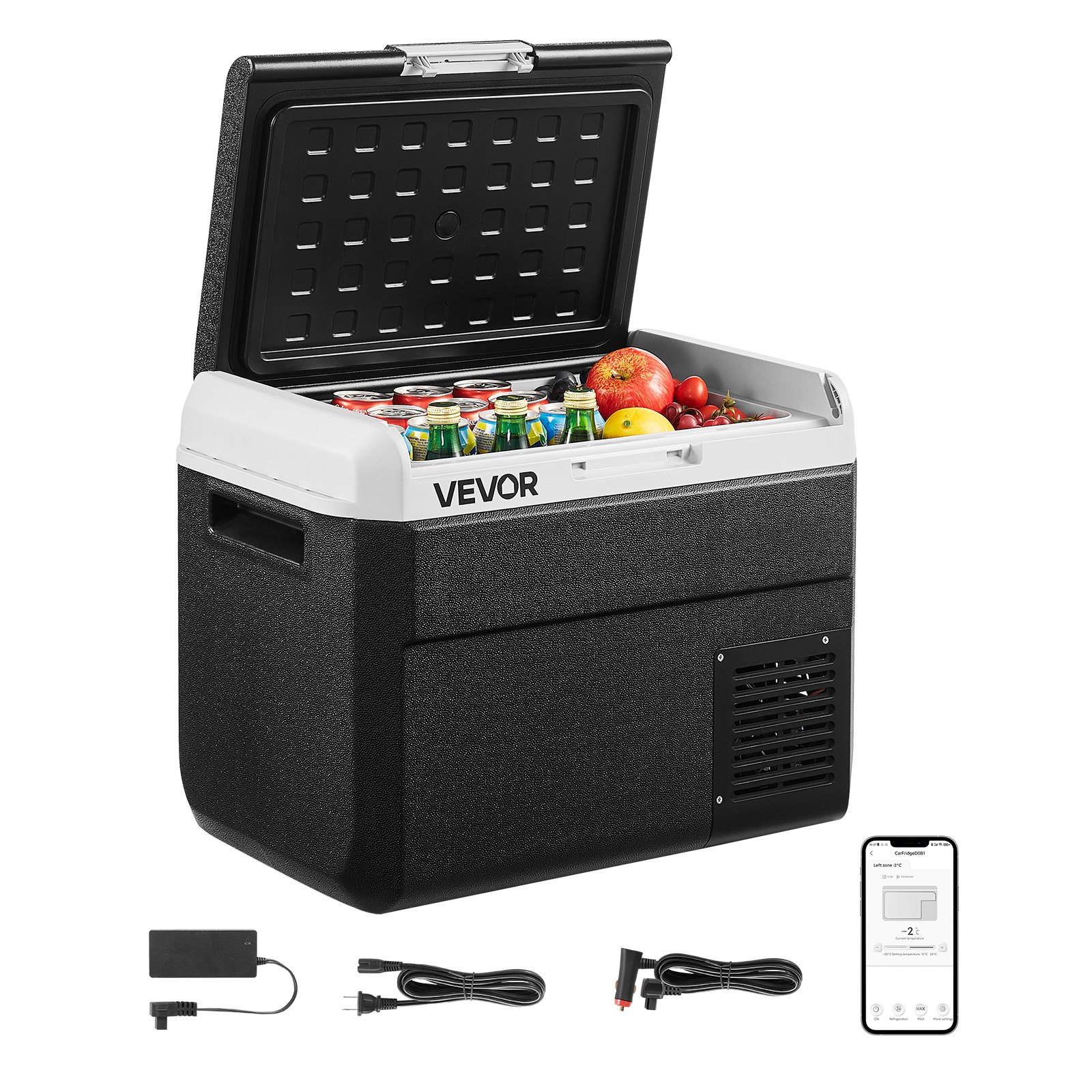 VEVOR Nevera Portátil para Coche 30 L, Zona Única, Refrigerador para Coche con Compresor 12/24 V CC y 100-240 V CA, Temperatura Ajustable de -20 °C a 20 °C, para Autocaravanas, Camping, Viajes