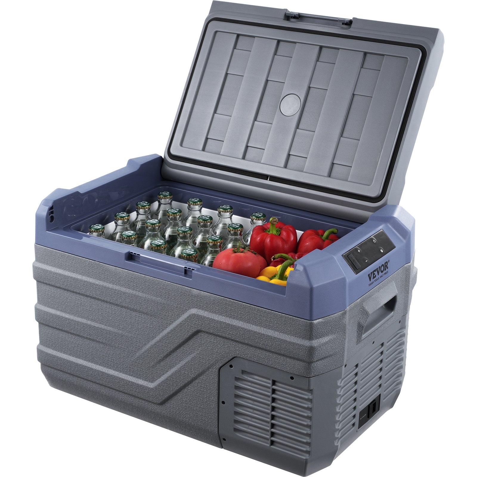 VEVOR Nevera de Compresión Portátil 30 L Mini Nevera para Coche 12/24V CC y 100-240V CA Caja Enfriadora de Zona Única Temperatura Ajustable de -20°C a 20°C para Camión Barco Casa Camping