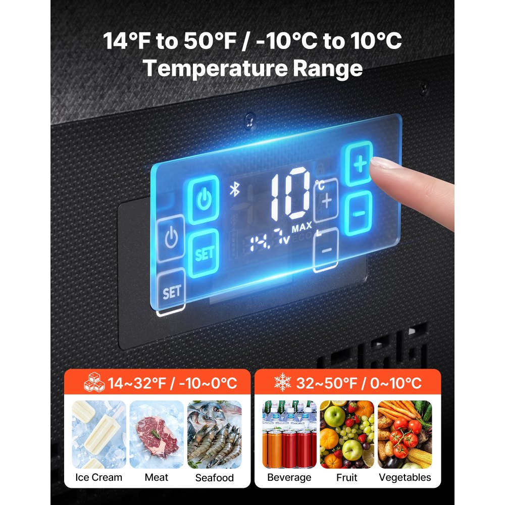 VEVOR Nevera Portátil para Coche 40 L, Zona Única, Refrigerador para Coche con Compresor 12/24 V CC, Temperatura Ajustable de -10 °C a 10 °C, para Autocaravanas, Furgonetas, Camping, Viajes, Barcos