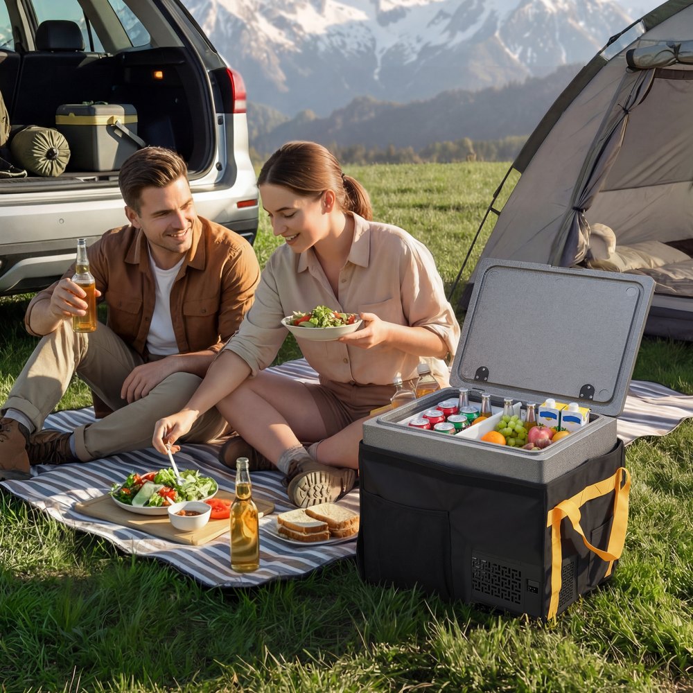 VEVOR Nevera Portátil para Coche 40 L, Zona Única, Refrigerador para Coche con Compresor 12/24 V CC, Temperatura Ajustable de -10 °C a 10 °C, para Autocaravanas, Furgonetas, Camping, Viajes, Barcos
