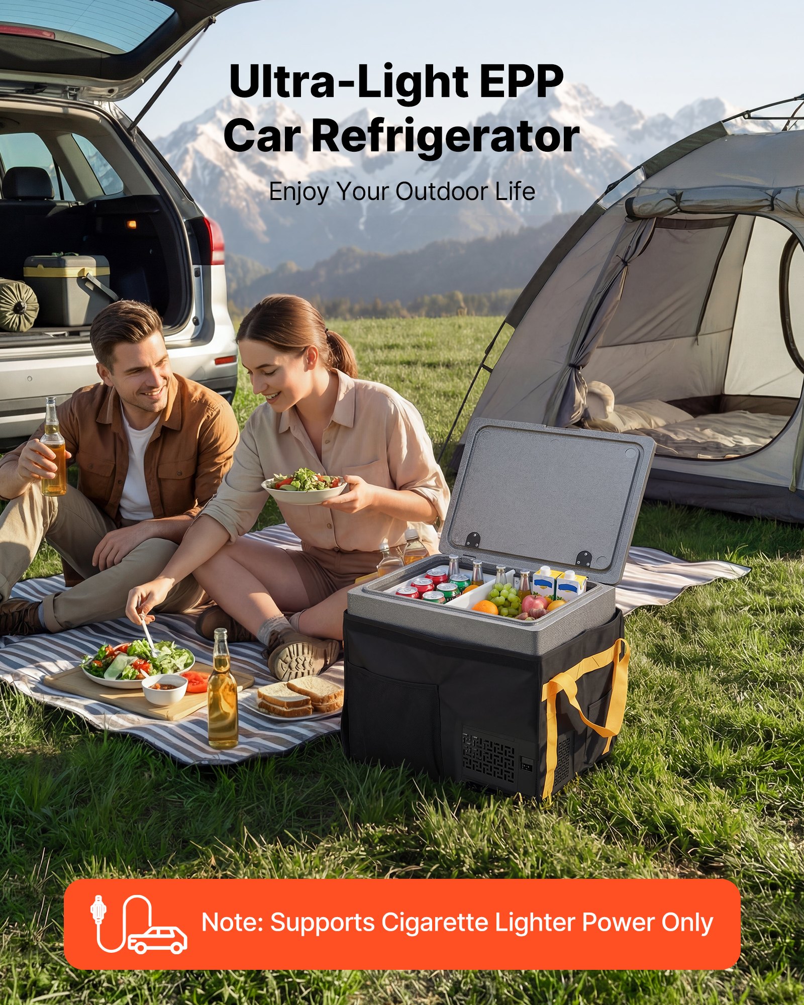 VEVOR Nevera Portátil para Coche 40 L, Zona Única, Refrigerador para Coche con Compresor 12/24 V CC, Temperatura Ajustable de -10 °C a 10 °C, para Autocaravanas, Furgonetas, Camping, Viajes, Barcos