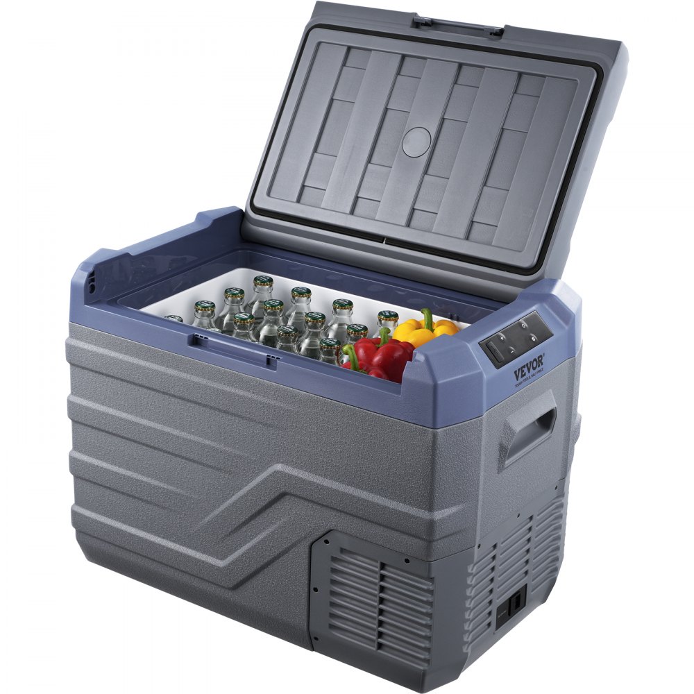 VEVOR Nevera de Compresión Portátil 37 L Mini Nevera para Coche 12/24V CC y 100-240V CA Caja Enfriadora de Zona Única Temperatura Ajustable de -20°C a 20°C para Camión Barco Casa Camping