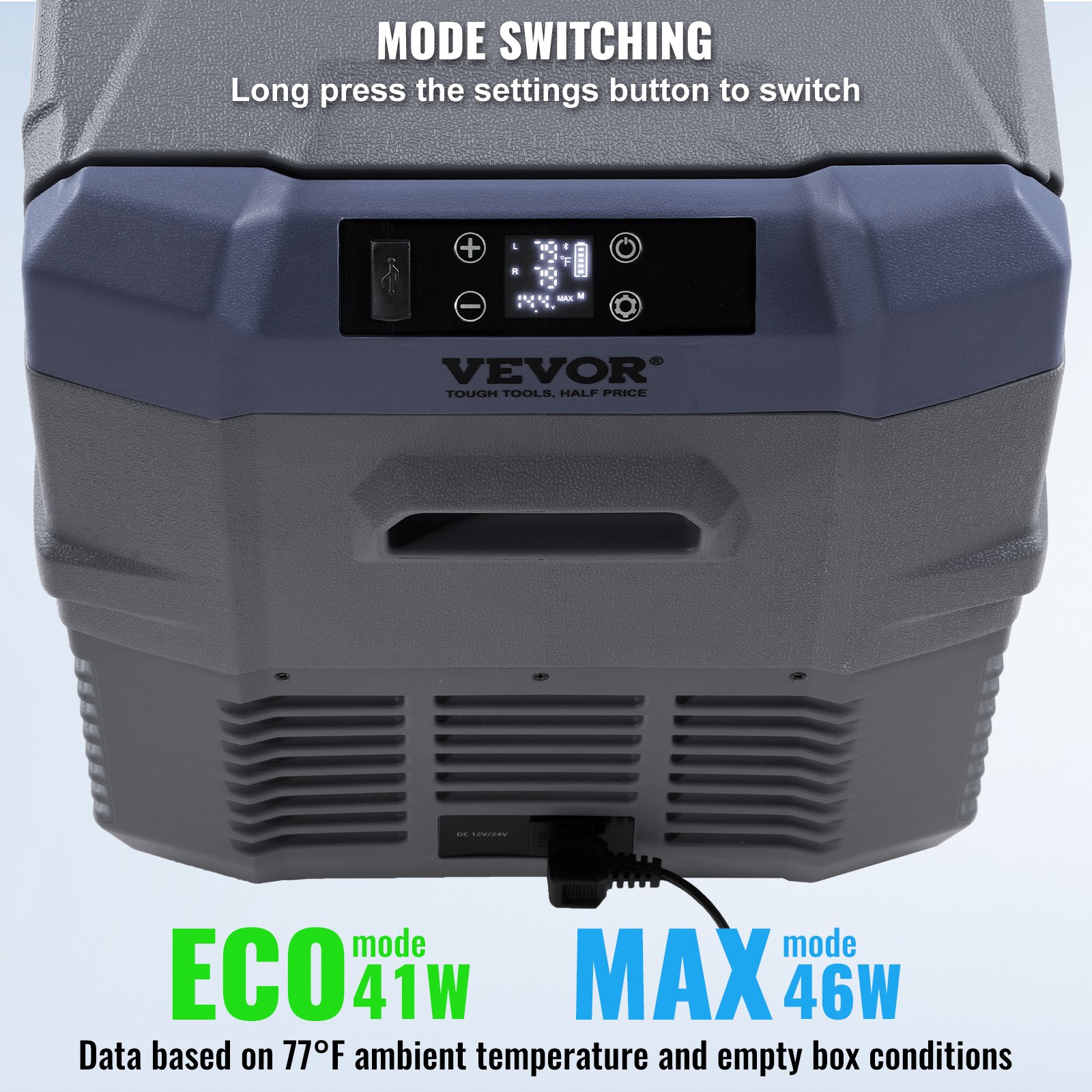 VEVOR Nevera de Compresión Portátil 32 L Mini Nevera para Coche de Doble Zona Temperatura Ajustable de -20 °C a 20 °C Nevera Portátil 12/24 V CC y 100-240 V CA para Camión, Barco, Casa, Camping