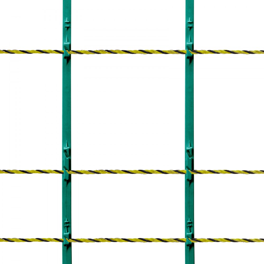Alambre para cerca eléctrica VEVOR, alambre de polietileno portátil de 1640 pies y 500 m, 6 hebras de acero inoxidable de 1/8" de diámetro, línea de cuerda para cercas con 25 aisladores para cercas y 25 aisladores de postes en T, para caballos, ganado vacuno y ganado