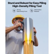 VEVOR Apisonador Manual para Postes de Cercas Resistente de Metal con Asas para Canal en U y Cercas de Madera, Compatible con Postes en T de hasta 15,5 cm de Diámetro Interior para Granjas, Jardines