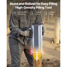 VEVOR Apisonador Manual para Postes de Cercas Resistente de Metal con Asas para Canal en U y Cercas de Madera, Compatible con Postes en T de hasta 15,5 cm de Diámetro Interior para Granjas, Jardines