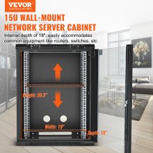 VEVOR Gabinete para servidor de montaje en pared 15U con cerradura 226,8 kg