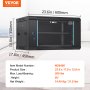 VEVOR 6U Wall-Mounted Network Server Cabinet, 14.8" Deep, Server Rack Enclosure, Max. 200 lbs. Floor-Mounted Load Capacity, with Lockable Glass Door Side Panels, for IT Equipment and A/V Equipment