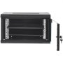 VEVOR 6U Wall-Mounted Network Server Cabinet, 14.8" Deep, Server Rack Enclosure, Max. 200 lbs. Floor-Mounted Load Capacity, with Lockable Glass Door Side Panels, for IT Equipment and A/V Equipment