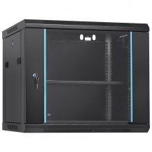 VEVOR Gabinete para servidores de red montaje en pared 9U, 15,5" gabinete en rack para servidores 200 lbs con paneles laterales de puerta de vidrio con cerradura, para equipos de TI, dispositivos A/V