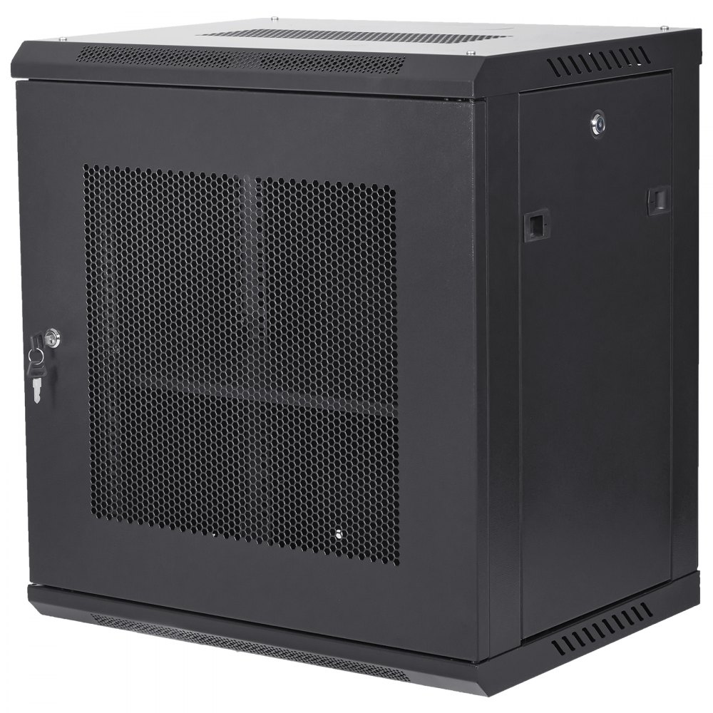 VEVOR Gabinete para servidores de red montaje en pared de 12U, 39.4cm/15,5" gabinete en rack para servidores 90kg/200 lbs con paneles laterales de puerta con cerradura, para equipos de TI, dispositivos A/V