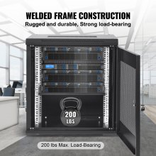 VEVOR Gabinete para servidores de red montaje en pared de 12U, 15,5" gabinete en rack para servidores 200 lbs con paneles laterales de puerta con cerradura, para equipos de TI, dispositivos A/V