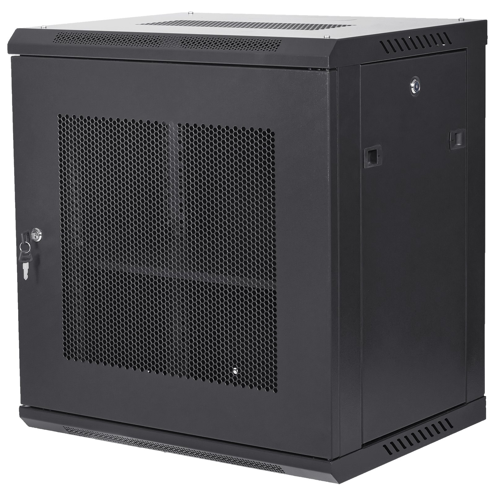 VEVOR Gabinete para servidores de red montaje en pared de 12U, 39.4cm/15,5" gabinete en rack para servidores 90kg/200 lbs con paneles laterales de puerta con cerradura, para equipos de TI, dispositivos A/V