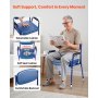 VEVOR Silla con Inodoro Portátil 3 en 1, Capacidad de 181 kg, con Asiento y Respaldo Acolchados, Cubo Desmontable de 5 L, Altura Ajustable, para Adultos Mayores, 530-550 x 565 x 815-915 mm, Azul