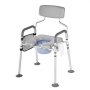 VEVOR Silla con Inodoro Portátil 4 en 1, Capacidad 227 kg, con Asiento y Respaldo Acolchados, Cubo Desmontable de 5 L, Altura y Ancho Ajustables, para Adultos Mayores, 610 x 710 x 1050 mm, Gris