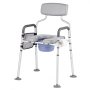 VEVOR Silla con Inodoro Portátil 4 en 1, Capacidad 227 kg, con Asiento y Respaldo Acolchados, Cubo Desmontable de 5 L, Altura y Ancho Ajustables, para Adultos Mayores, 610 x 710 x 1050 mm, Gris