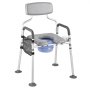 VEVOR Silla con Inodoro Portátil 4 en 1, Capacidad 227 kg, con Asiento y Respaldo Acolchados, Cubo Desmontable de 5 L, Altura y Ancho Ajustables, para Adultos Mayores, 610 x 710 x 1050 mm, Gris