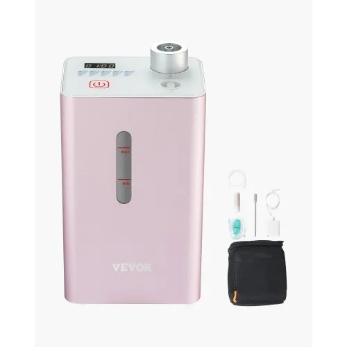 VEVOR Máquina de Inhalación de Hidrógeno Alta Pureza al 99,99 %, Doble Puerto con Separación de H₂O de 180 ml/min, Generador de Agua Rica en Hidrógeno para Viajes en Casa, 110 x 85 x 200 mm, Rosa
