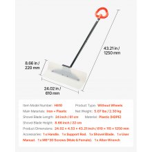VEVOR Pala Quitanieves de 61 cm con Agarre Ergonómico, Hoja de Plástico HDPE, Mango Segmentado para Invierno y Borde Metálico, Herramienta Portátil para Quitar Nieve en Carreteras y Jardines