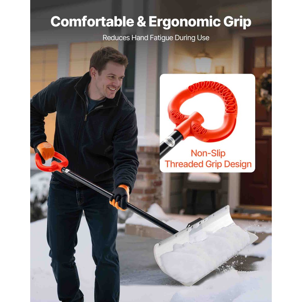 VEVOR Pala Quitanieves de 76,2 cm con Agarre Ergonómico, Hoja de Plástico HDPE, Mango Segmentado para Invierno y Borde Metálico, Herramienta Portátil para Quitar Nieve en Carreteras y Jardines