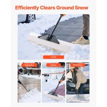 VEVOR Pala Quitanieves de 91,5 cm con Agarre Ergonómico, Hoja de Plástico HDPE, Mango Segmentado para Invierno y Borde Metálico, Herramienta Portátil para Quitar Nieve en Carreteras y Jardines
