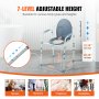 VEVOR Silla con Orinal Junto a Cama con Asiento de Inodoro Más Ancho, Altura Ajustable 7 Niveles, Cubo Extraíble de 5,8 L, Fácil de Montar, Capacidad de 158,8 kg, para Adultos y Personas Mayores