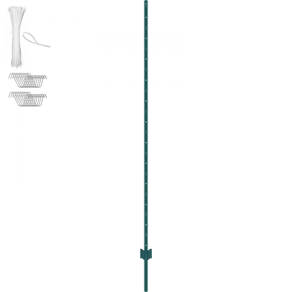 VEVOR Postes de Cerca de Metal 213,36 cm Postes de Cerca de Acero al Carbono Resistentes 10 Piezas Postes de Metal para jardín, Césped, Granjas, Cercas al Aire Libre, Huertos, Carreteras, Verde