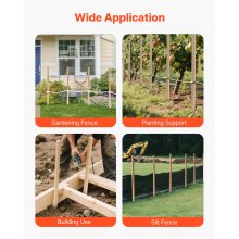 VEVOR Postes de Madera para Valla de Jardín, 25 Piezas, Postes de Madera de 17,53 x 12,7 x 1219,2 mm con Púas, Postes de Señalización para Cercas de Sedimentos, Límites de Patios y Líneas de Base