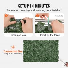 VEVOR Valla de Privacidad de Hiedra, Pantalla de Pared Verde Artificial, Valla de Hiedra Verde con Respaldo de Tela de Malla y Junta Reforzada, Setos Falsos Decoración de Hojas de Vid para Jardín