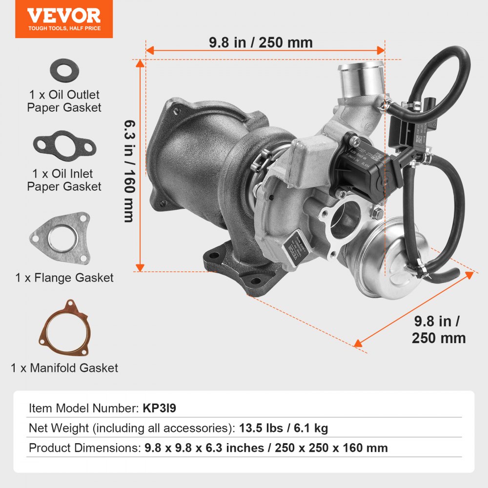 VEVOR Turbo Turbocharger with Gasket Set, Turbocharger Replacement for Car Engines, Compatible with Ford Escape 2013-2016