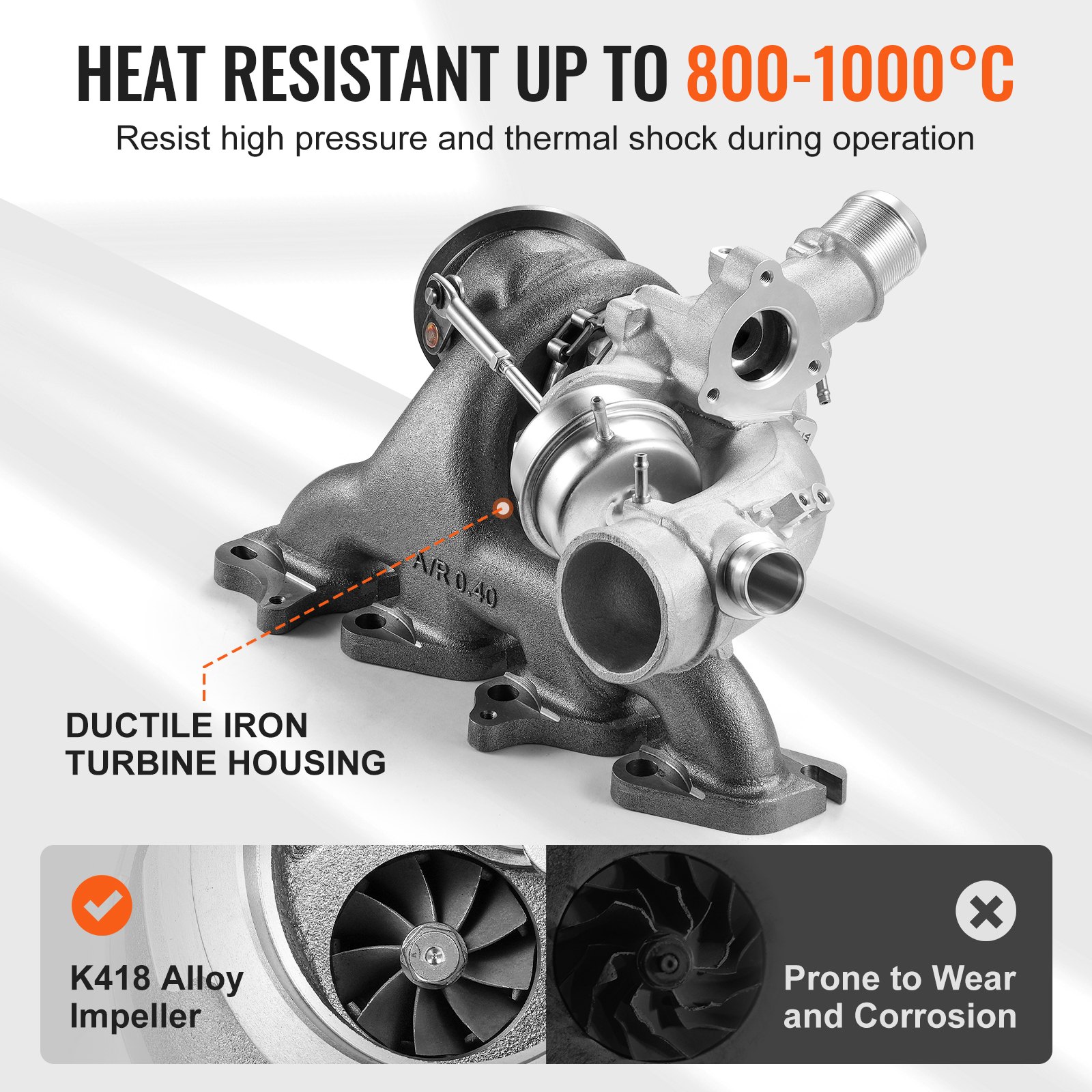 VEVOR Turbo Turbocharger with Gasket Set - Turbocharger Replacement for Car Engines, Compatible with Buick Encore 2013-2021 --- 1.4L Gas VVT Turbocharged Ecotec LUV