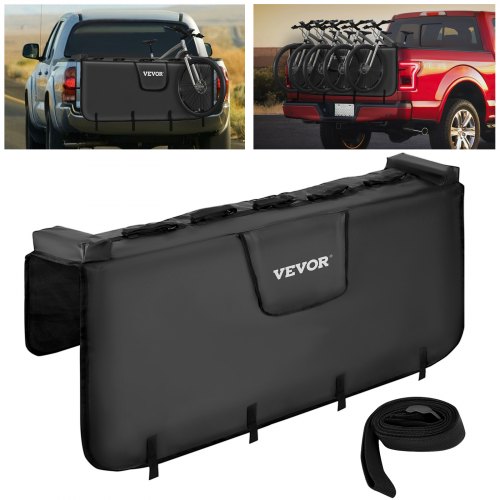 VEVOR Almohadilla de Puerta Trasera 54" Almohadilla del Portón Trasero con 5 Correa de Bicis 2 Bolsillos Almohadilla Protectora para Puerta Trasera para Camionetas de Sierra, Silverado, F150, Ram 1500