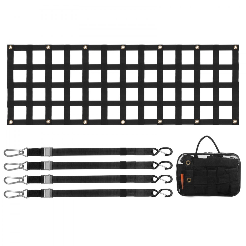 VEVOR tailgate net, 1525 x 470 mm, truck bed net with 4 adjustable telescopic straps, extendable and durable, flexible adjustment, cargo net suitable for pickups, trailers, trucks, Jeeps, SUVs