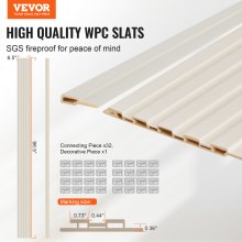 VEVOR Paneles Acústicos de Listones de Madera a Pared Moderna Blanco Mate 8 uds