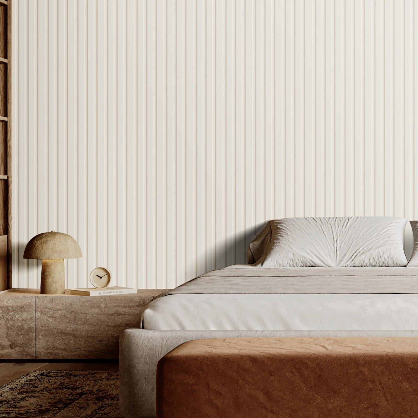 VEVOR Paneles Acústicos de Listones de Madera Sintética con Acento WPC para Paredes Interiores Modernas, para una Decoración Elegante y Reducción de Ruido, Blanco Mate, 2450 x 166 x 9 mm, 8 uds