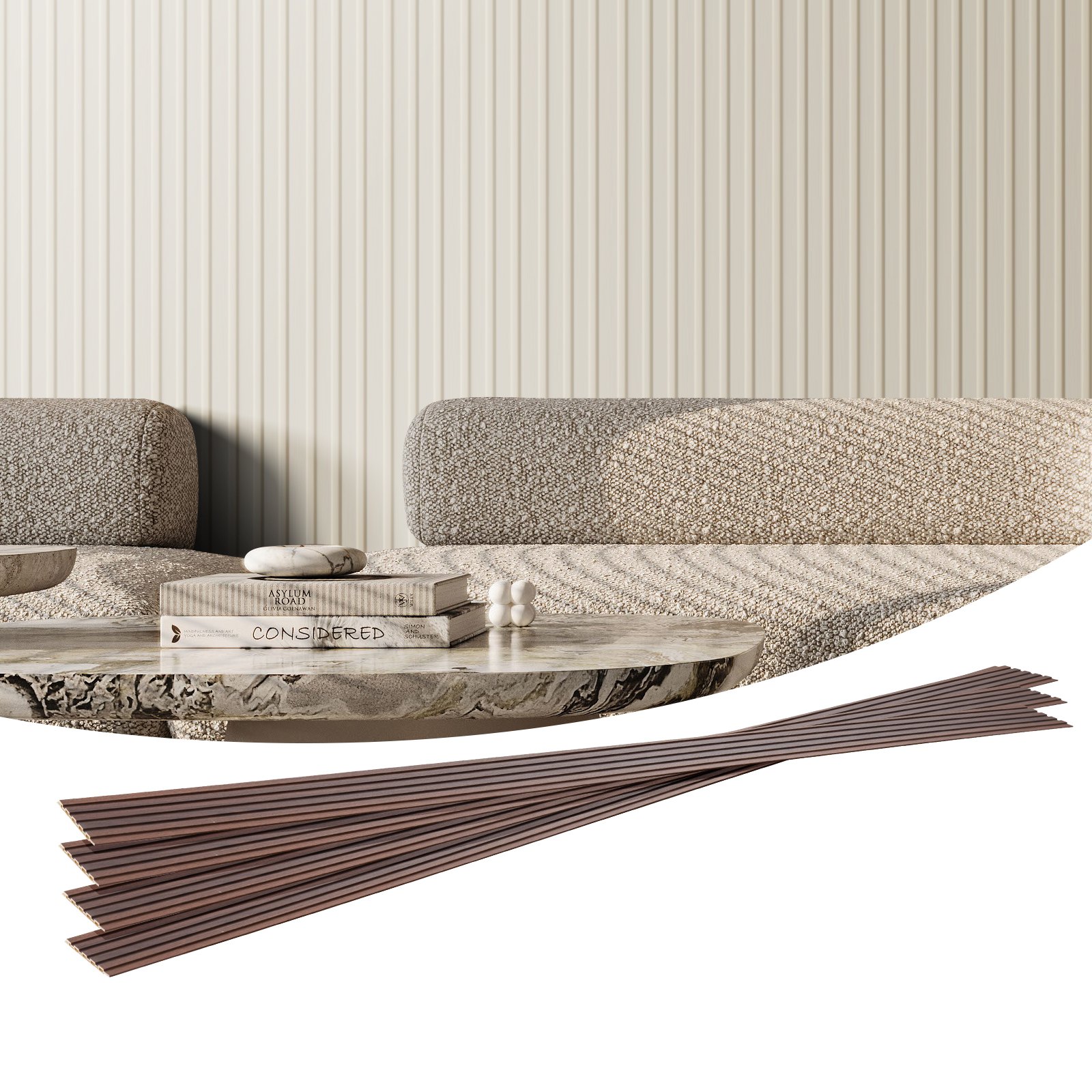 VEVOR Paneles Acústicos de Listones de Madera Sintética con Acento WPC para Paredes Interiores Modernas, para una Decoración Elegante y Reducción de Ruido, Blanco Mate, 2450 x 166 x 9 mm, 8 uds