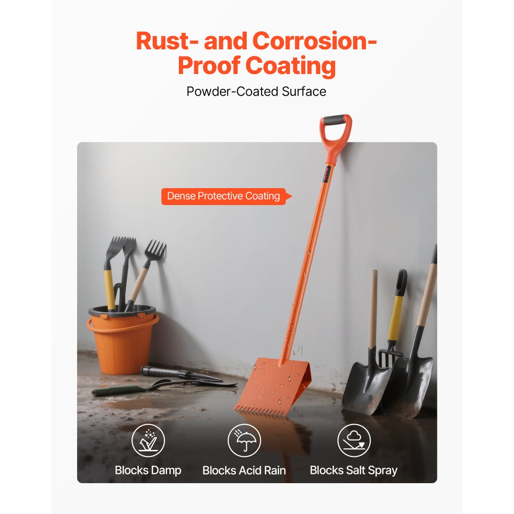 VEVOR Raspador de Techo, Mango de PP Suave en D, Acero de Alta Dureza n.° 45, Herramienta Ligera para Quitar Clavos, Color Naranja, Capacidad Máxima de Carga 40 kg, 1170 x 203 x 110 mm, 4 uds