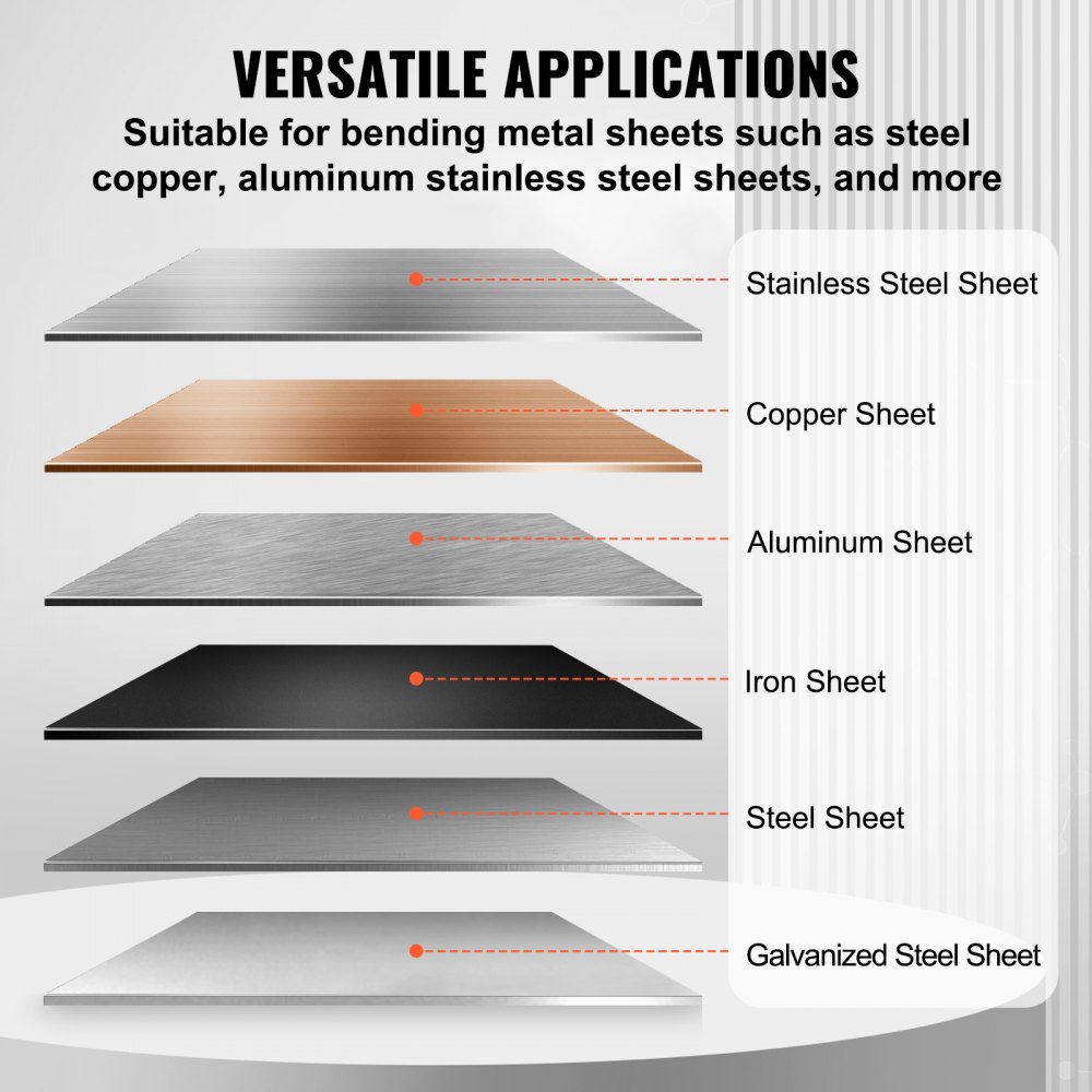 VEVOR Máquina Dobladora de Chapa Portátil de 1220 mm con Ángulo de 0 a 135° Dobladora de Metal para Acero con Bajo Contenido de Carbono de Calibre 20 y Aluminio de Calibre 14 para Doblar Metal
