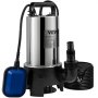 VEVOR Bomba Sumergible de Aguas Residuales 1100W 1,75HP Bomba de Agua Sumergible Flujo Máximo de 333,3L/min Bomba de Agua Sucia Elevación Máxima de 9m para Bombear Agua de Piscinas, Sótanos, Estanques