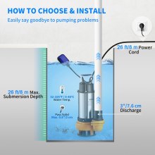 VEVOR Bomba Sumergible de Aguas Residuales 2200W 3HP Bomba de Agua Sumergible Flujo Máximo de 1000 L/min Bomba de Agua Sucia Elevación Máxima de 18 m para Bombear Agua de Piscinas, Sótanos, Estanques
