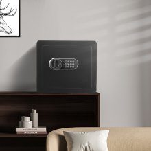 VEVOR Caja Fuerte Digital de 34 L Caja Fuerte de Seguridad 2 Tipos de Desbloqueo Contraseña y Llaves Antirrobo Estructura de Acero Antirrobo con Alarma para Hogar Plata Joyería, 400 x 300 x 350 mm