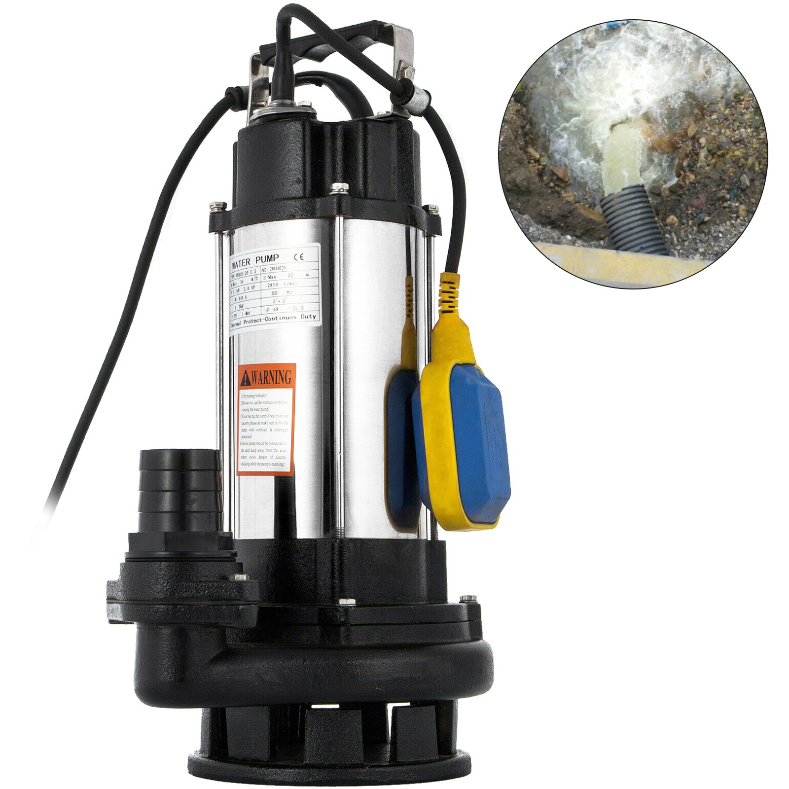 Bomba De Aguas Residuales Sumergible 1.5kw Acero Inoxidable Para Suciedad